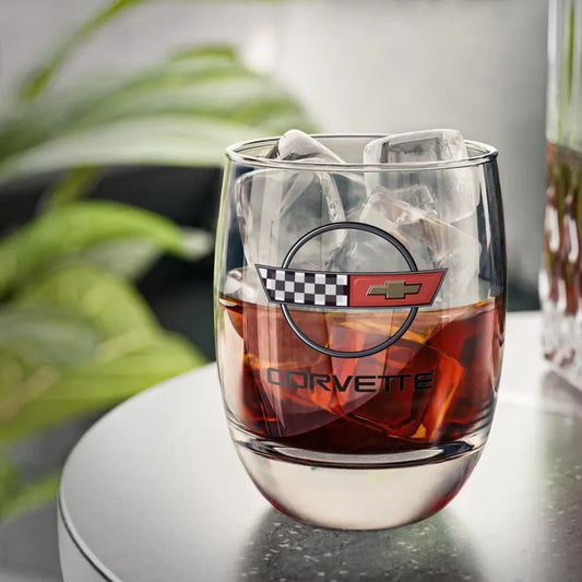 Corvette C4 Whiskey Glass, Barware for Car Lovers, Vintage Style Drinkware, Gift for Guys, Gifts for Car Girls, Whiskey Collectors