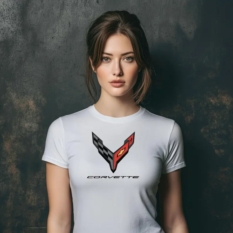 Corvette Womens C8 T-Shirt, C8 Logo, Soft Next Level brand T-Shirt, Corvette Apparel, Graphic Tee, Unisex T-Shirt, Raceday Gear