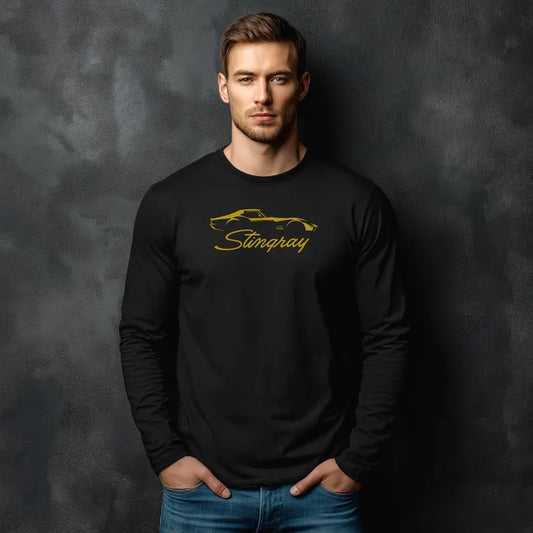 Unisex Corvette Yellow C3 Stingray Long Sleeve Tee, Custom Silhouette, Graphic T-Shirt, Gift for Him, Gift for Her, Bella+Canvas, Soft Shirt