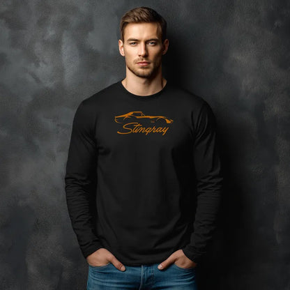 Unisex Corvette Orange C3 Stingray Long Sleeve Tee, Custom Silhouette, Graphic T-Shirt, Gift for Him, Gift for Her, Bella+Canvas, Soft Shirt
