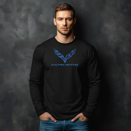 Unisex Corvette Blue C7 Long Sleeve Tee, Graphic T-Shirt, Gift for Him, Gift for Her, Bella+Canvas, Soft Shirt