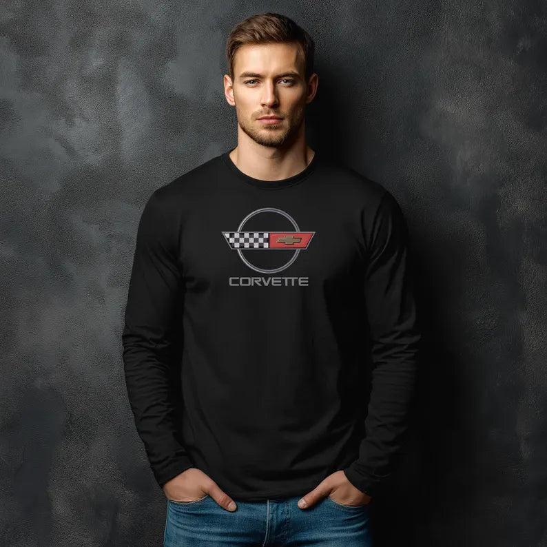 Unisex Corvette C4 Long Sleeve Tee, Graphic T-Shirt, Gift for Him, Gift for Her, Bella+Canvas, Soft Shirt
