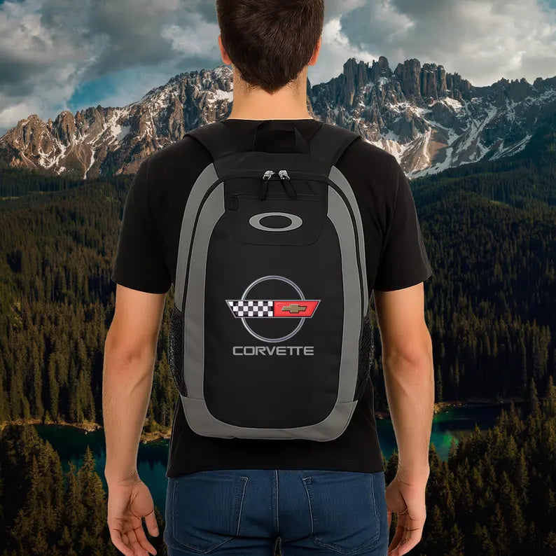 Corvette C4 Enduro Oakley Backpack, Road Trips, Outdoor Adventures, Gift for Car Enthusiasts, Lightweight Daypack, Sports Backpack