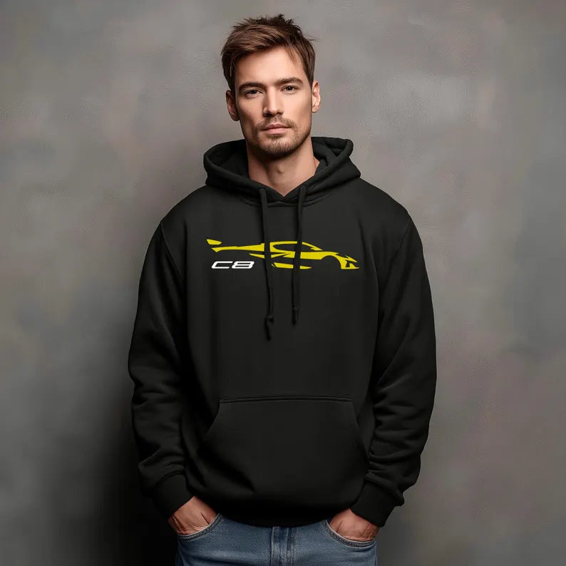 Corvette C8 Hoodie, Corvette Sweatshirt, Gifts for Car Guys, Gifts for Car Girls, JERZEES® NuBlend®, Pullover, Unisex, Hoody
