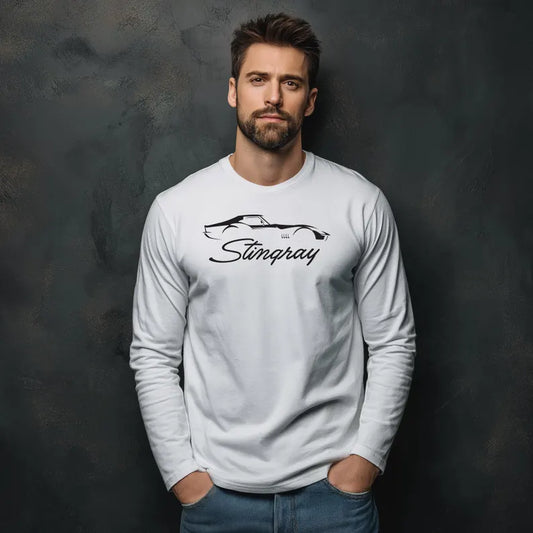 Unisex Corvette C3 Stingray Silhouette Long Sleeve Tee, Graphic T-Shirt, Gift for Him, Gift for Her, Bella+Canvas, Soft Shirt