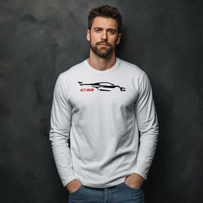 Unisex Corvette C8 Silhouette Long Sleeve Tee, Graphic T-Shirt, Gift for Him, Gift for Her, Bella+Canvas, Soft Shirt