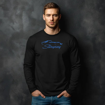 Unisex Corvette Blue C3 Stingray Long Sleeve Tee, Custom Silhouette, Graphic T-Shirt, Gift for Him, Gift for Her, Bella+Canvas, Soft Shirt