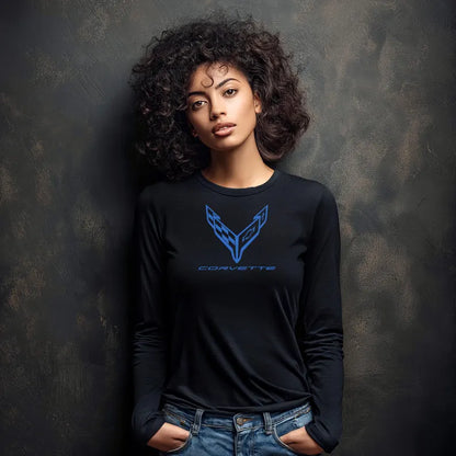 Unisex Corvette Blue C8 Long Sleeve Tee, Graphic T-Shirt, Gift for Him, Gift for Her, Bella+Canvas, Soft Shirt