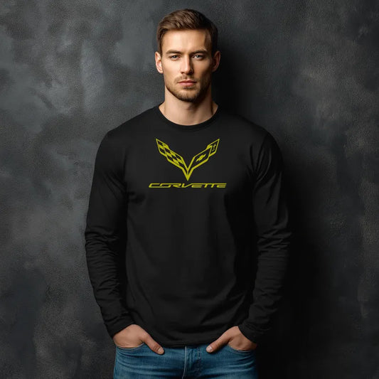 Unisex Corvette Yellow C7 Long Sleeve Tee, Graphic T-Shirt, Gift for Him, Gift for Her, Bella+Canvas, Soft Shirt