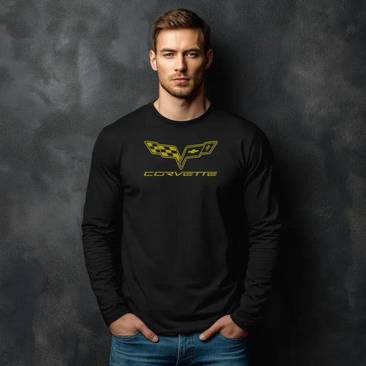 Unisex Corvette Yellow C6 Long Sleeve Tee, Graphic T-Shirt, Gift for Him, Gift for Her, Bella+Canvas, Soft Shirt