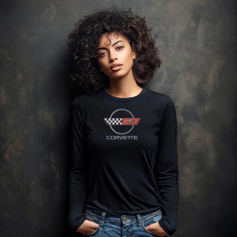Unisex Corvette C4 Long Sleeve Tee, Graphic T-Shirt, Gift for Him, Gift for Her, Bella+Canvas, Soft Shirt