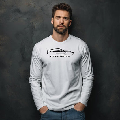 Unisex Corvette C7 Sihouette Long Sleeve Tee, Graphic T-Shirt, Gift for Him, Gift for Her, Bella+Canvas, Soft Shirt