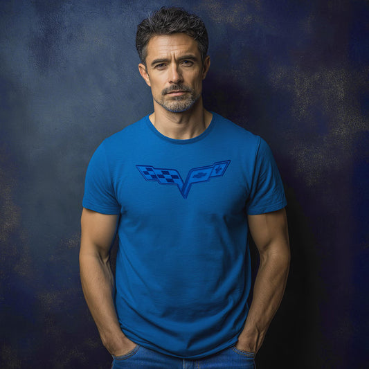 Corvette C6 Logo Blue Edition Graphic T-Shirt Blue