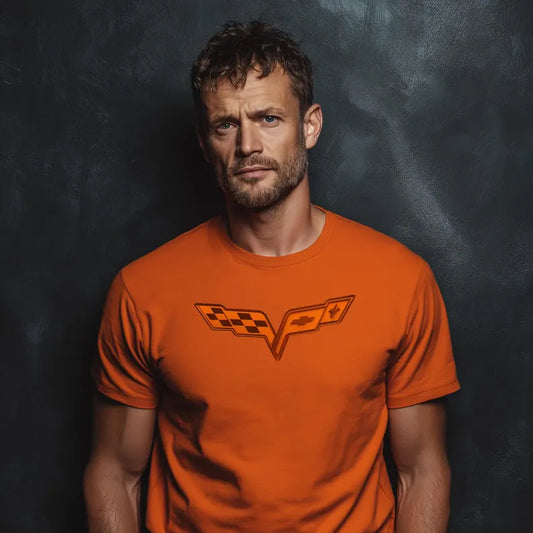 Corvette C6 Logo Orange Edition Graphic T-Shirt Orange