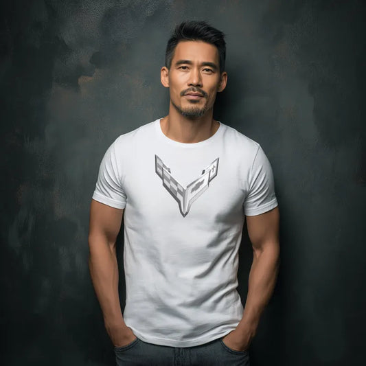 Corvette C8 Logo Gray Edition Graphic T-Shirt White