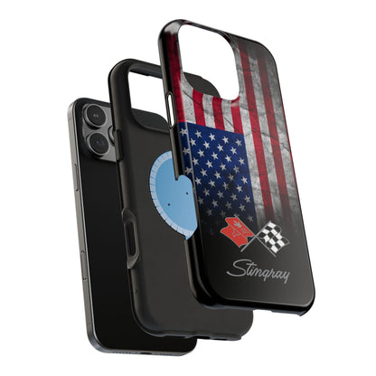 Corvette C3 Logo Magsafe Tough Magnetic iPhone Case USA Flag
