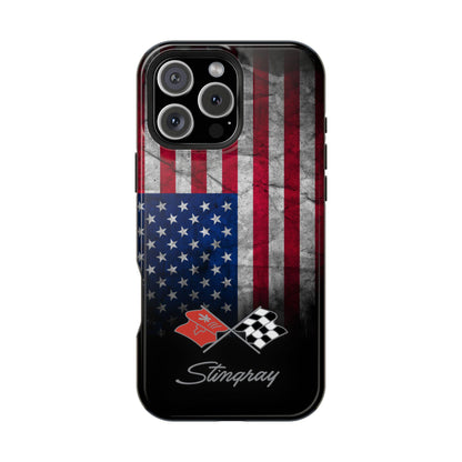 Corvette C3 Logo Magsafe Tough Magnetic iPhone Case USA Flag