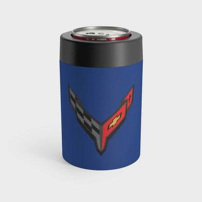 Corvette C8 Blue Can Coozie for Fans, Beer and Soda Holder, Drink Insulator, Gift for Car Enthusiasts, Racing Events, Tailgating, C8 Logo