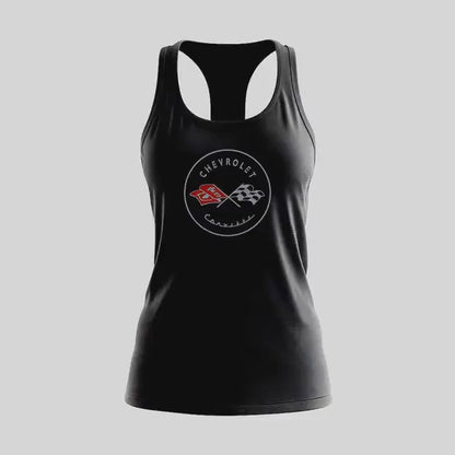 Corvette C1 Women's Racerback Tank Top, Gifts for Car Girls, Summer Top, Fitness Tank, Raceday Gear, Black Corvette Shirt