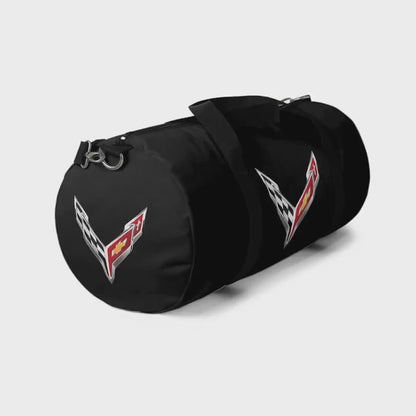 Black Corvette Duffel Bag, C8 Logo, Gym Bag, Travel Bag, Gifts for Car Guys, Gifts for Car Girls, Corvette Merch, Overnight Duffel