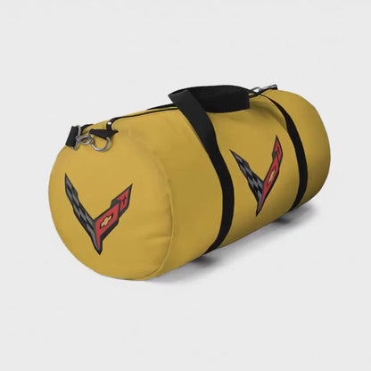 Gold Corvette Duffel Bag, C8 Logo, Gym Bag, Travel Bag, Gifts for Car Guys, Gifts for Car Girls, Corvette Merch, Overnight Duffel