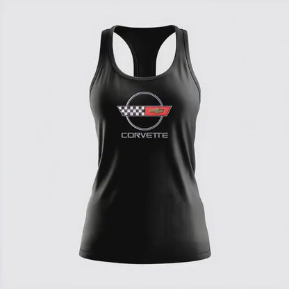 Corvette C4 Women's Racerback Tank Top, Gifts for Car Girls, Summer Top, Fitness Tank, Raceday Gear, Black Corvette Shirt