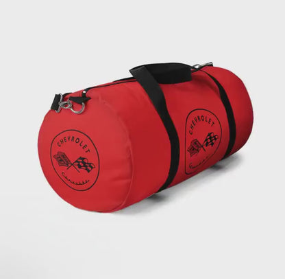 Corvette C1 Red Duffel Bag, C1 Logo, Gym Bag, Travel Bag, Gifts for Car Guys, Gifts for Car Girls, Corvette Merch, Overnight Duffel